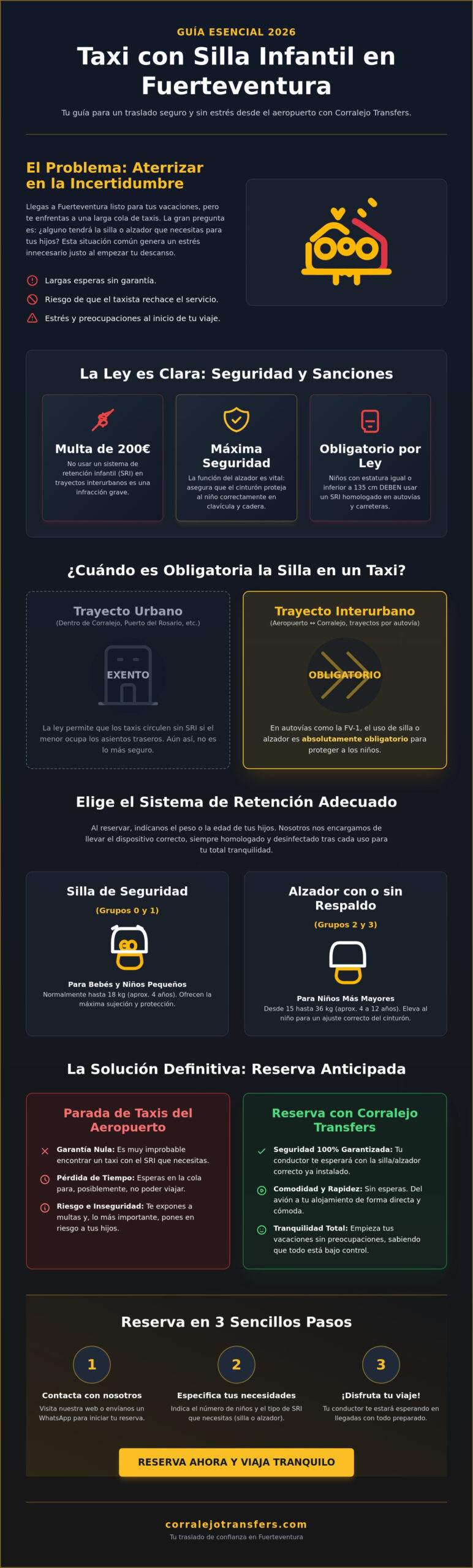 Cómo reservar un taxi con alzador para niño en Fuerteventura: Guía completa 2026
