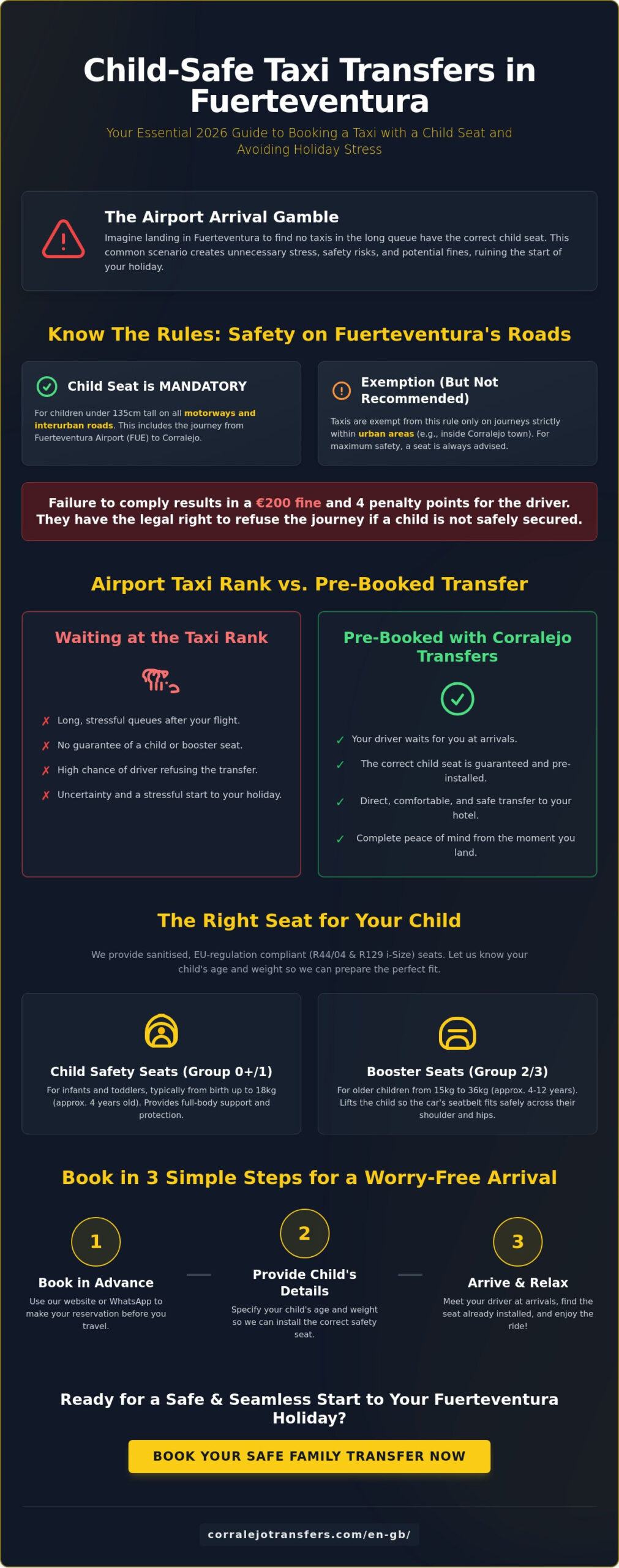 How to Book a Taxi with a Child Booster Seat in Fuerteventura: Complete Guide 2026