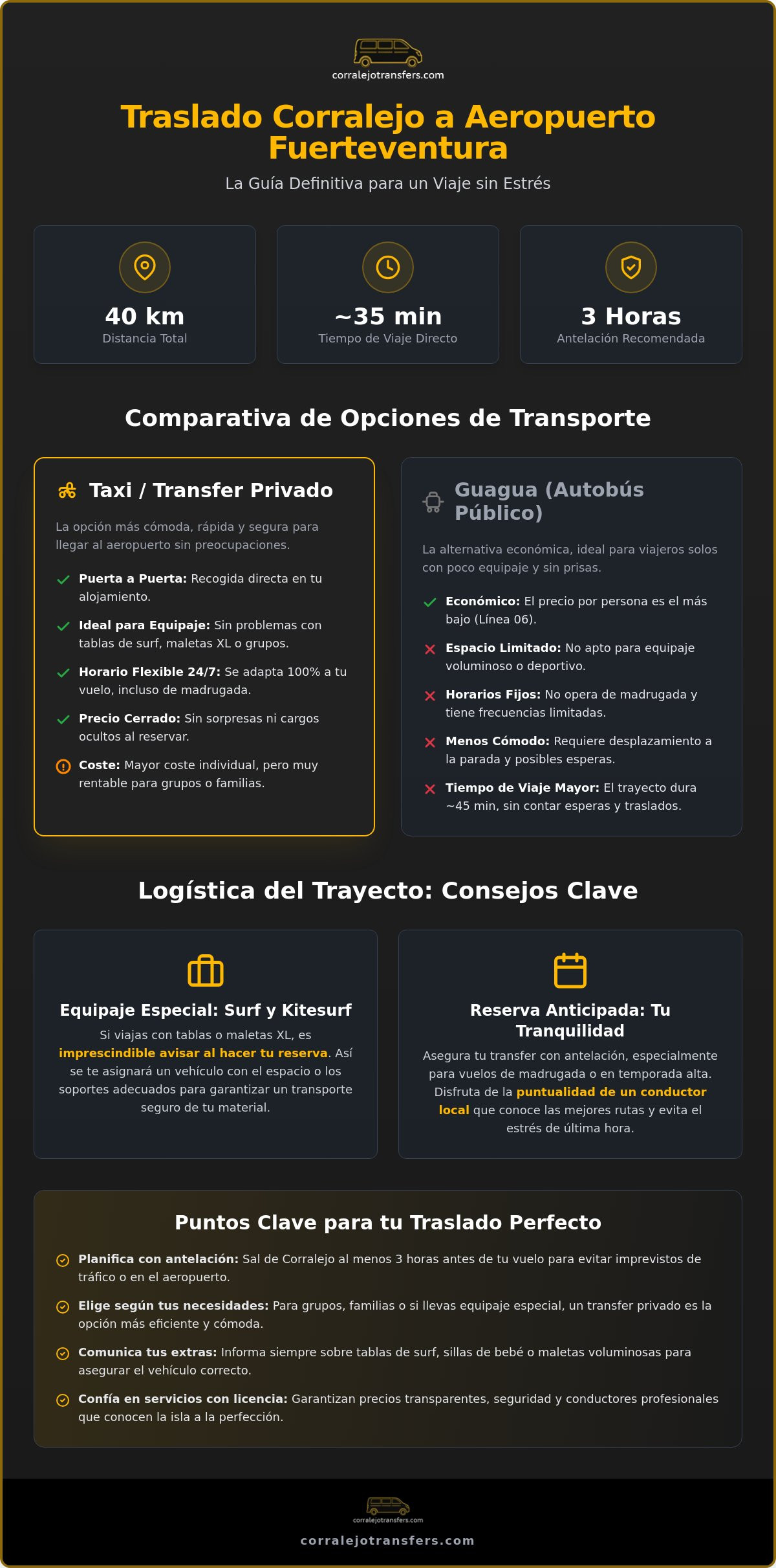 Traslado de Corralejo al Aeropuerto de Fuerteventura: Guía Completa 2026